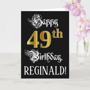 Carte 49e anniversaire — Script fantaisie; look or Faux;