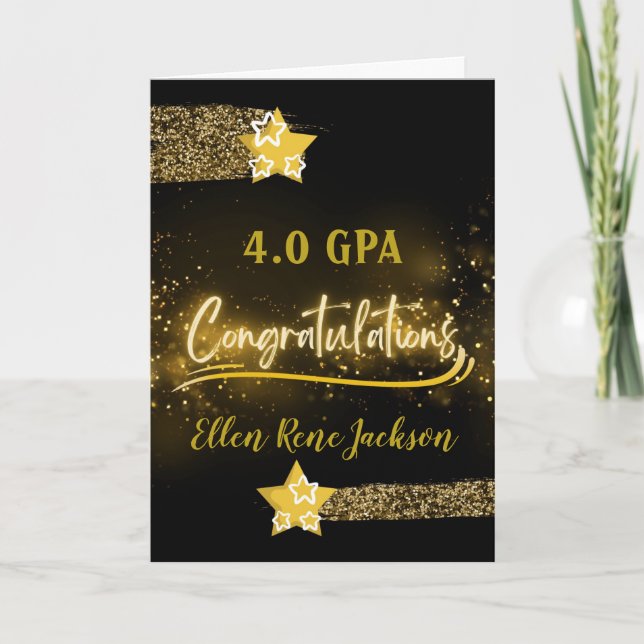 Carte 4.0 GPA Félicitations Gold Stars Parties scintilla (Devant)