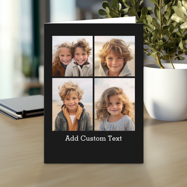 Carte 4 Collage de photos - vous pouvez changer la coule (Custom Greeting Card with Photo)