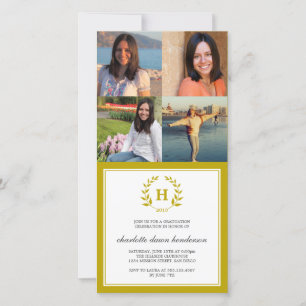 Carte 4 Collage photo brun couronne monogramme graduatio