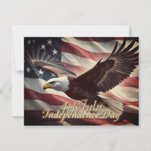 Carte 4 juillet aigle avec drapeau américain
