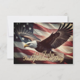 Carte 4 juillet aigle avec drapeau américain