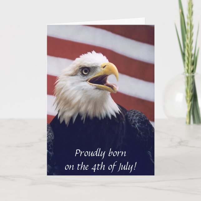 Carte 4 juillet aigle et drapeau (Devant)