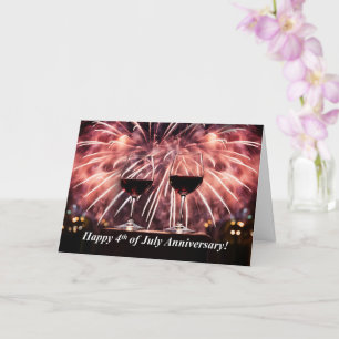 Carte 4 juillet anniversaire Mariage avec feu d'artifice