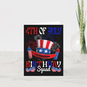 Carte 4 juillet Anniversaire Squad Us Drapeau Feu d'arti