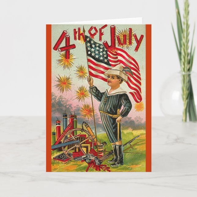 Carte 4 JUILLET ! Art vintage (Devant)