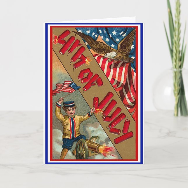 Carte 4 juillet - art vintage (Devant)