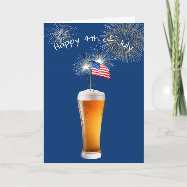 Carte 4 juillet Bière Avec Sparklers (Devant)