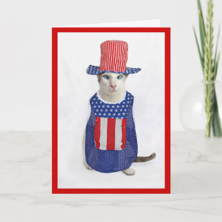 Carte 4 juillet chat siamois patriotique