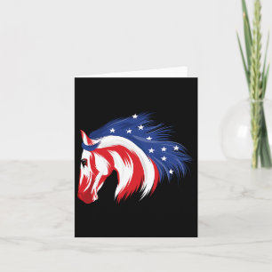 Carte 4 juillet Cheval patriotique Drapeau américain Hor