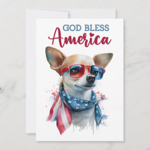 Carte 4 juillet Chien Patriotique - Chihuahua