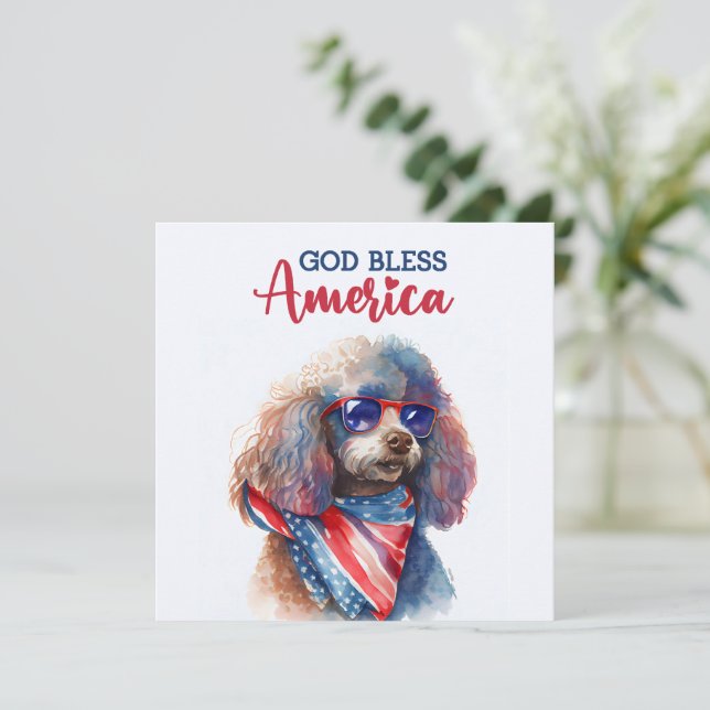 Carte 4 juillet de caniche patriotique (Debout devant)