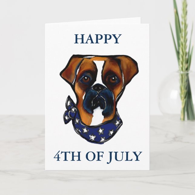 Carte 4 juillet de chien de boxe (Devant)