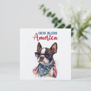 Carte 4 juillet de chien patriotique de Boston Ter