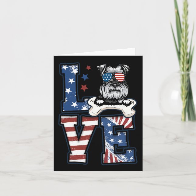 Carte 4 juillet Décor Patriotic Love Schnauzer Chien Usa (Devant)