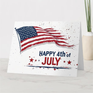 Carte 4 juillet - Drapeau américain artistique éclabouss