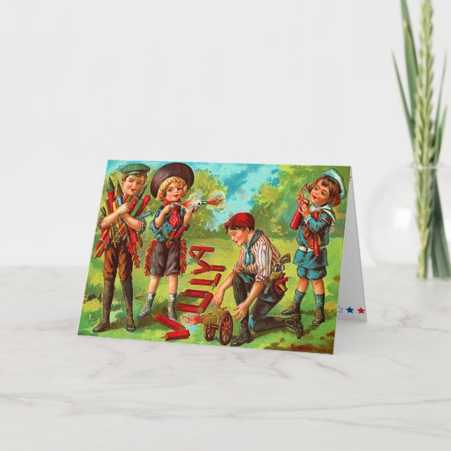 Carte 4 juillet enfant Vintage (Devant)