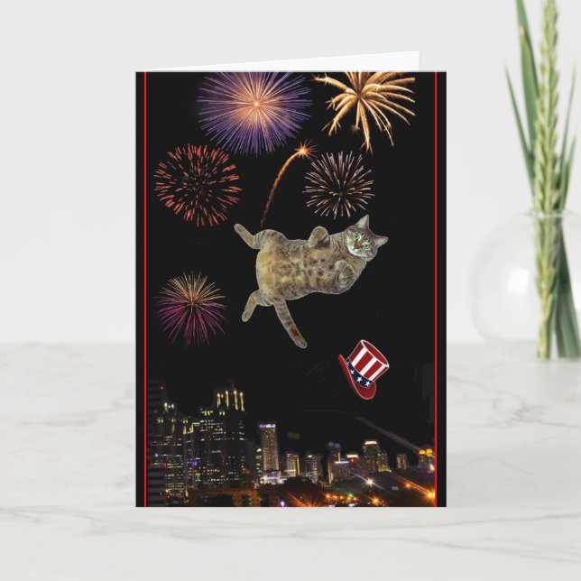 Carte 4 juillet Kitty et Fireworks (Devant)