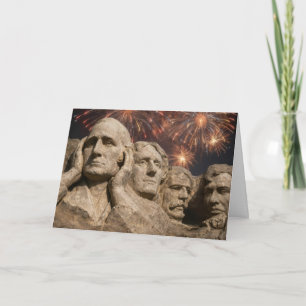Carte 4 juillet Mont Rushmore Humour avec Feux d'Artific