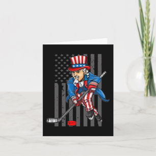 Carte 4 juillet Oncle Sam Hockey sur glace garçons Ameri