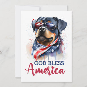 Carte 4 juillet Patriotic Dog-Rottweiler