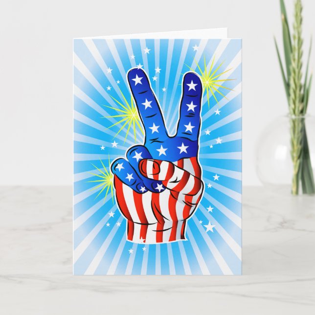 Carte 4 juillet - Patriotique Américain-Victoire & Paix (Devant)