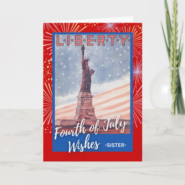 Carte 4 juillet pour la statue de la Liberté de Soeur Re (Devant)