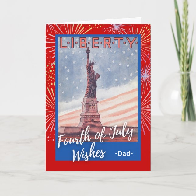 Carte 4 juillet pour Statue de la Liberté de Papa (Devant)