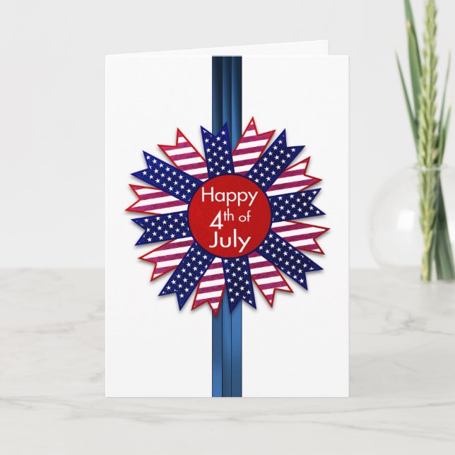 Carte 4 juillet, ruban de bannière étoilée, patriotique (Devant)