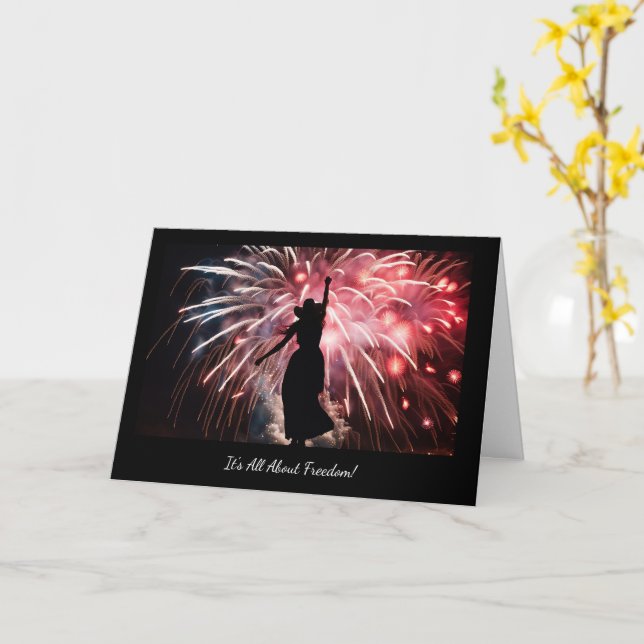 Carte 4 juillet Tout sur la liberté Bonne femme 4 ème (Fleur jaune)