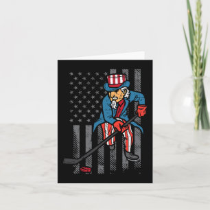 Carte 4 juillet Uncle Sam Ice Hockey US Drapeau US Homme