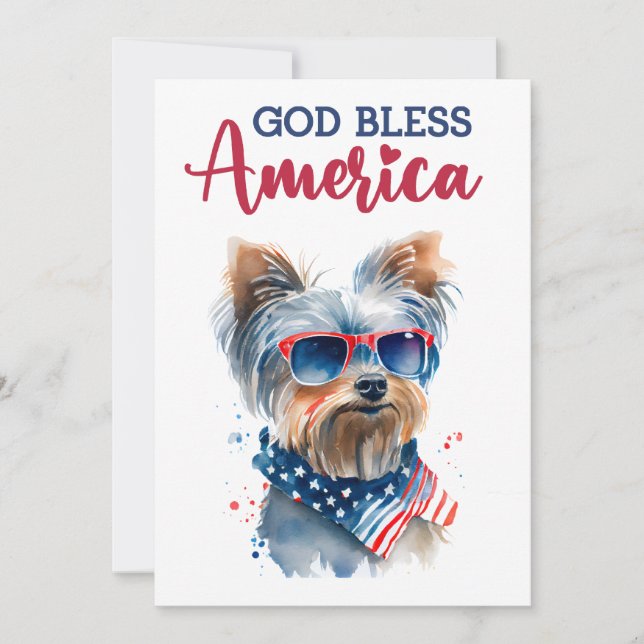 Carte 4 juillet Yorkie Patriotique (Devant)