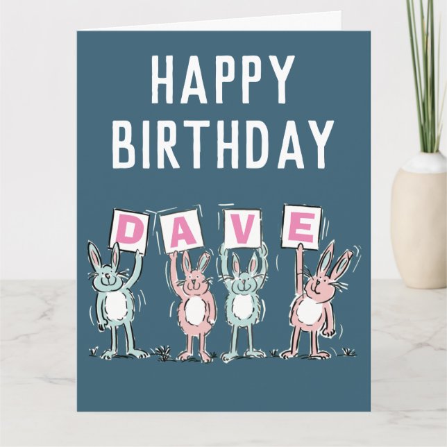 Carte 4 Nom de la lettre Joyeux lapins d'anniversaire (Devant)