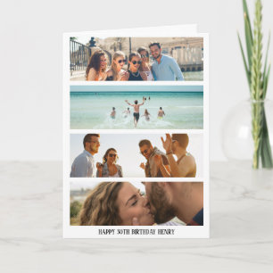 Carte 4 photo tendance Tout âge et nom Anniversaire