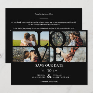 Carte 4 Photos Black Chic Trendy Collage Mariage Covid19