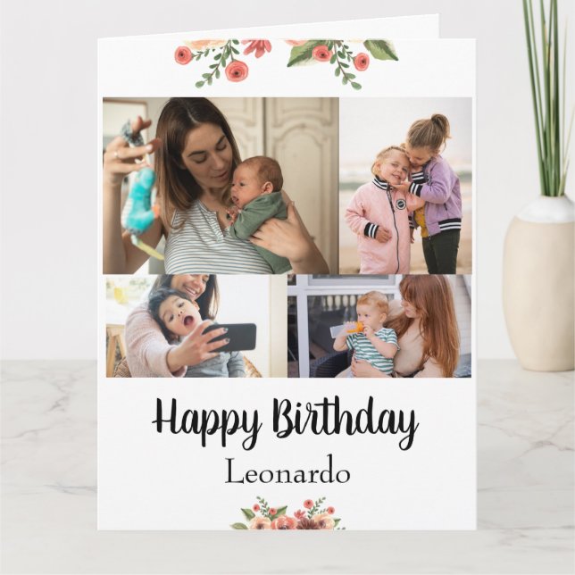 Carte 4 Photos Costumiser Script personnalisé Anniversai (Devant)