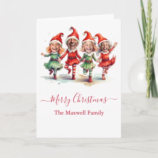 Carte 4 Photos elfes de Noël (Devant)