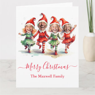Carte 4 Photos elfes de Noël