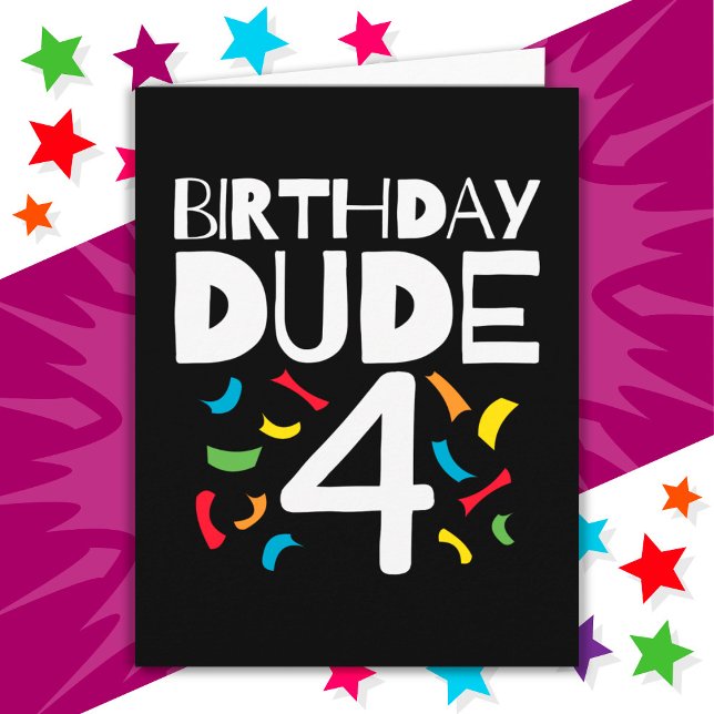 Carte 4e anniversaire 4 ans fête des garçons Anniversair (Créateur téléchargé)