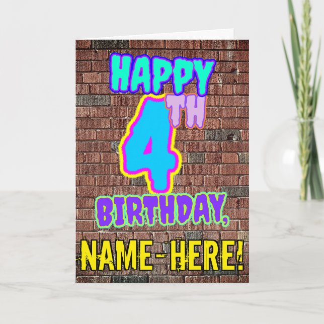Carte 4e anniversaire - Amusant, Graffiti urbain inspiré (Devant)