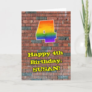 Carte 4e anniversaire : Arc-en-ciel amusant inspiré par 