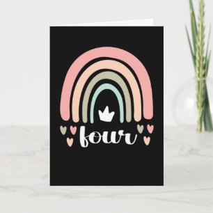 Carte 4e anniversaire Boho Rainbow Party Enfants 4 ans