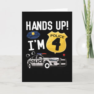 Carte 4e anniversaire Cadeau policier 4 an garçon