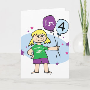 Carte 4e anniversaire - Filles Anniversaire