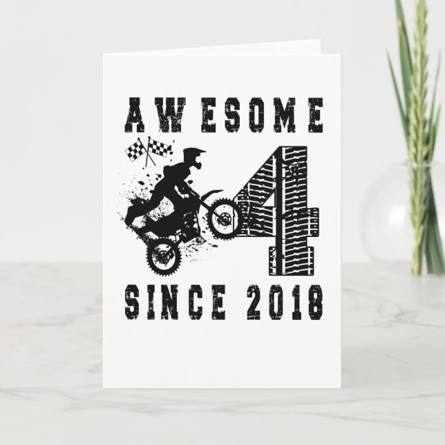 Carte 4e anniversaire Gift Dirt Bike Boy Né en 2018 (Devant)