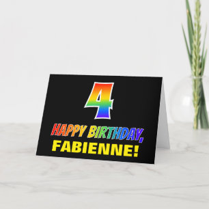 Carte 4e anniversaire : Gras, Amusant, Simple, Arc-en-ci