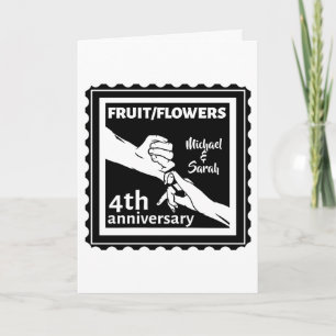 Carte 4e anniversaire Mariage tenant la main romantique