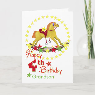 Carte 4e anniversaire Rocking Horse Stars