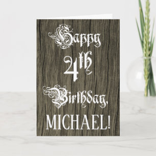 Carte 4e anniversaire : Texte élégant, fantaisie; Faux W