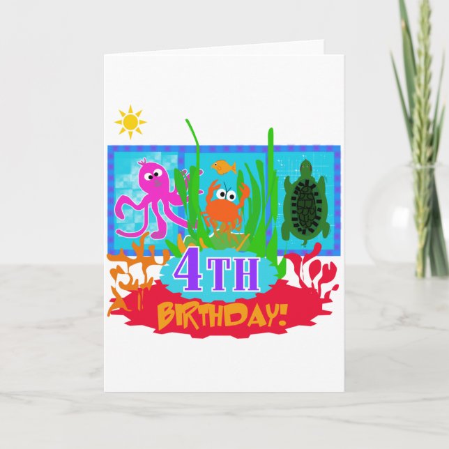 Carte 4ème Aventure sous-marine Tshirts d'anniversaire (Devant)